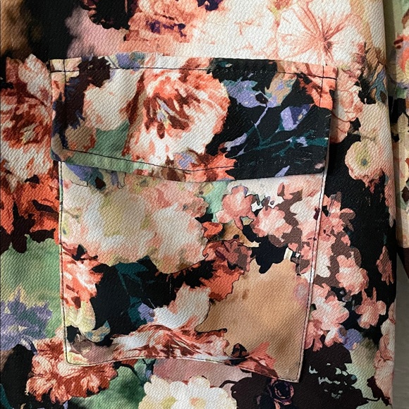 Badgley Mischka Dark Floral Duster Jacket in floral printed crepe Size 6 - Picture 8 of 10